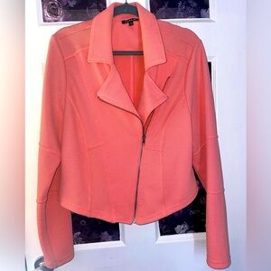 Torrid bright pink scuba knit Moto jacket. Torrid size 1 (14).